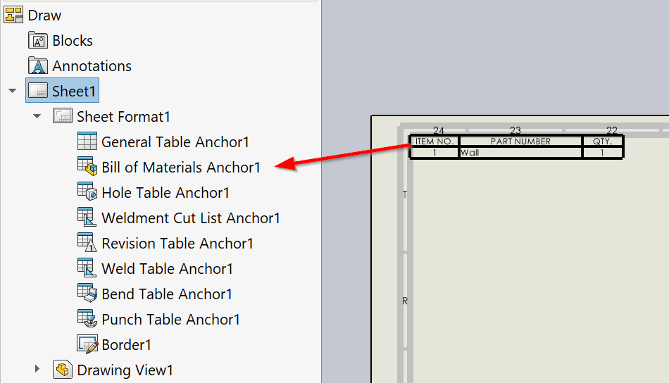 Macro To Insert SOLIDWORKS Bill Of Materials Table And Attach To The 